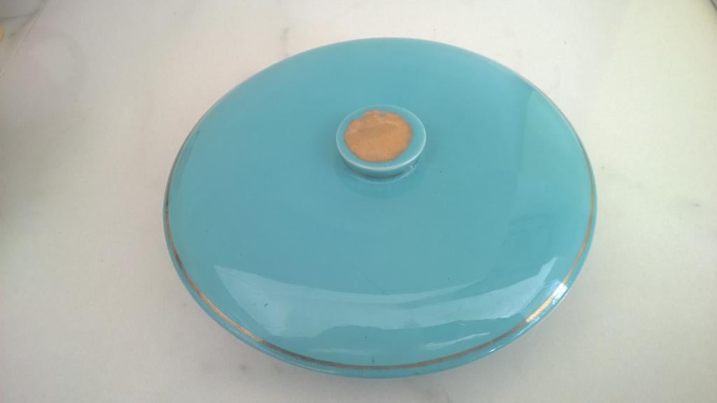 Antique  : turquoise  deksel schaal- gemerkt, Antiek en Kunst, Ophalen of Verzenden