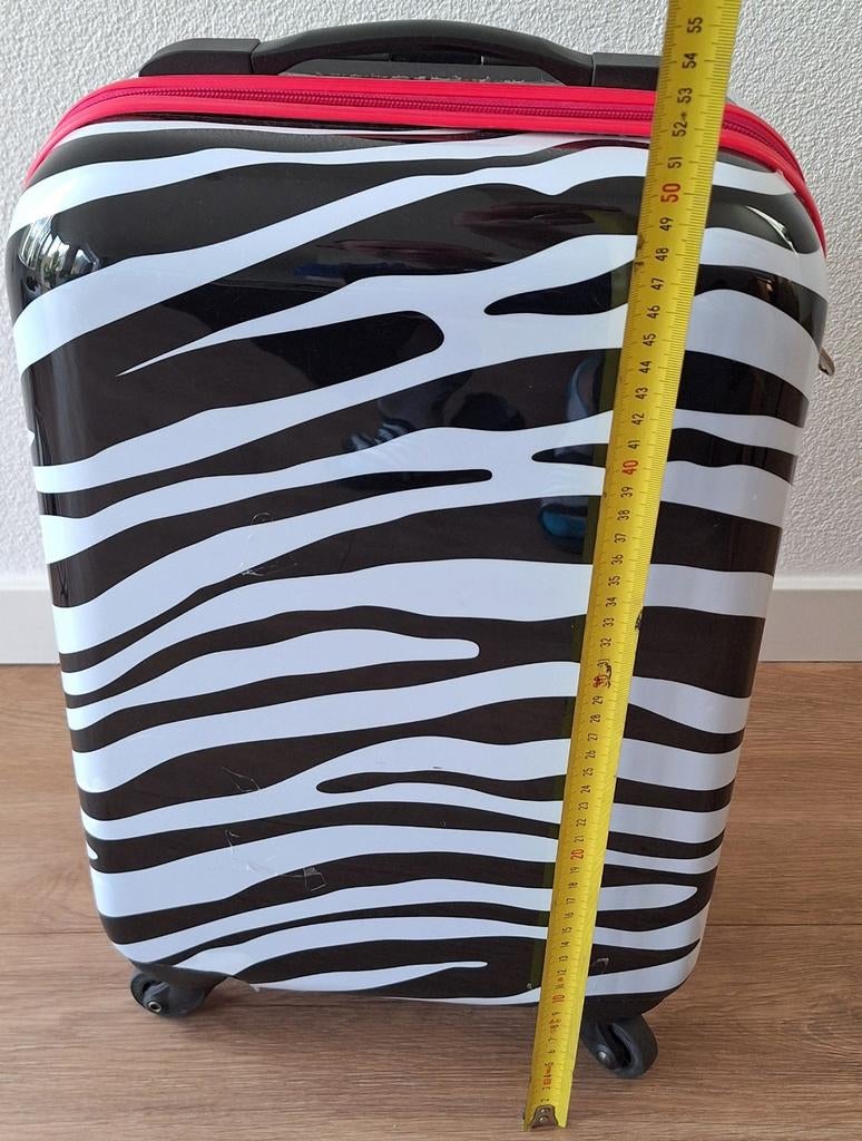 Spilbergen Cabin Koffer Zebra Zwart/Wit - Handbagage, 40 tot 60 cm, Gebruikt, Zwart, Minder dan 35 cm