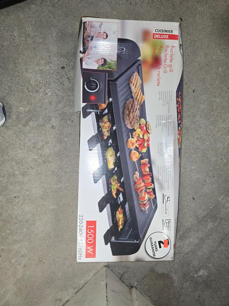 Cuisinier Deluxe Raclette Grill - 1500W - Nieuw in doos, Ophalen, Nieuw, Tafelgrill