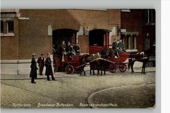 Rotterdam Brandweer Reservebrandspuithuis st 1909, Verzenden, Voor 1920, Gelopen, Zuid-Holland