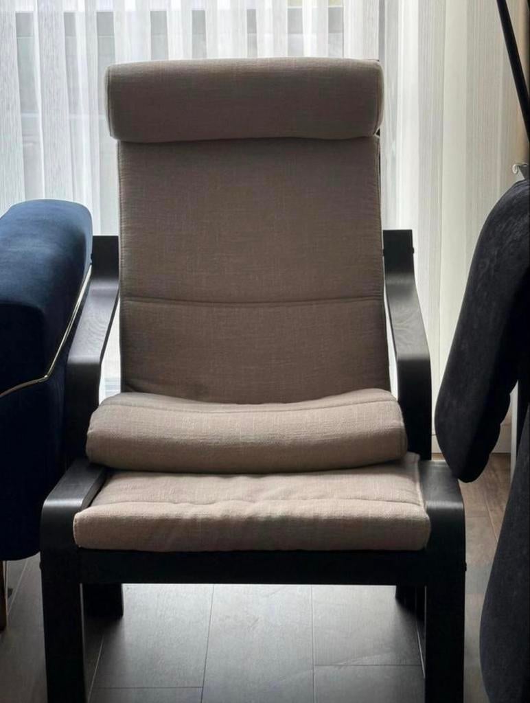 Ikea Poäng stoel met beige kussen, Huis en Inrichting, Stoelen, Ophalen, Gebruikt, Overige kleuren, Eén