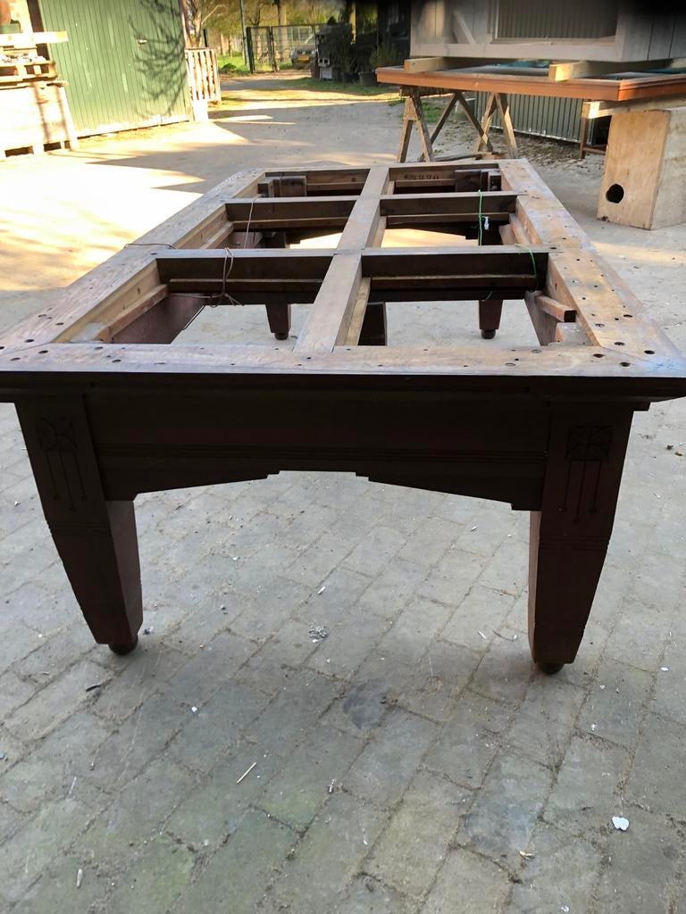 Onderstel oude eiken biljarttafel 100 x 200, Ophalen of Verzenden, Gebruikt, Biljarttafel