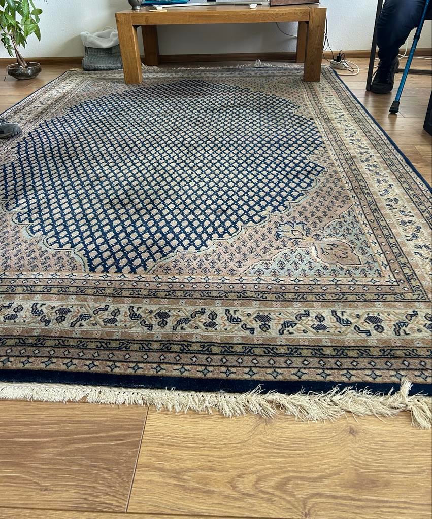 Prachtig Klassiek vloerkleed Perzisch motief Blauw/Beige, Ophalen, Blauw, 200 cm of meer, Zo goed als nieuw