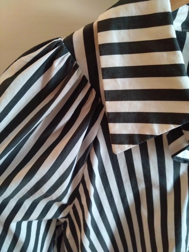 Gestreepte blouse wit/antraciet, maat L, nieuw, Kleding | Dames, Blouses en Tunieken, Verzenden, Nieuw, Maat 42/44 (L), Wit