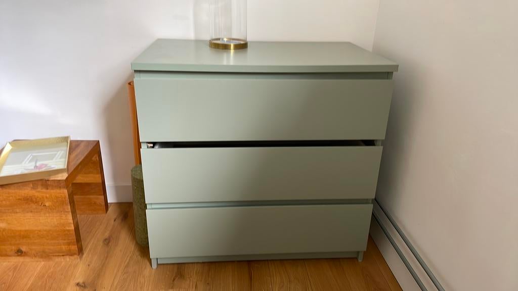 Ikea ladekast Malm met 3 lades - lichtgroen, Huis en Inrichting, Kasten | Ladekasten, Ophalen, Gebruikt, 50 tot 100 cm, 3 of 4 laden