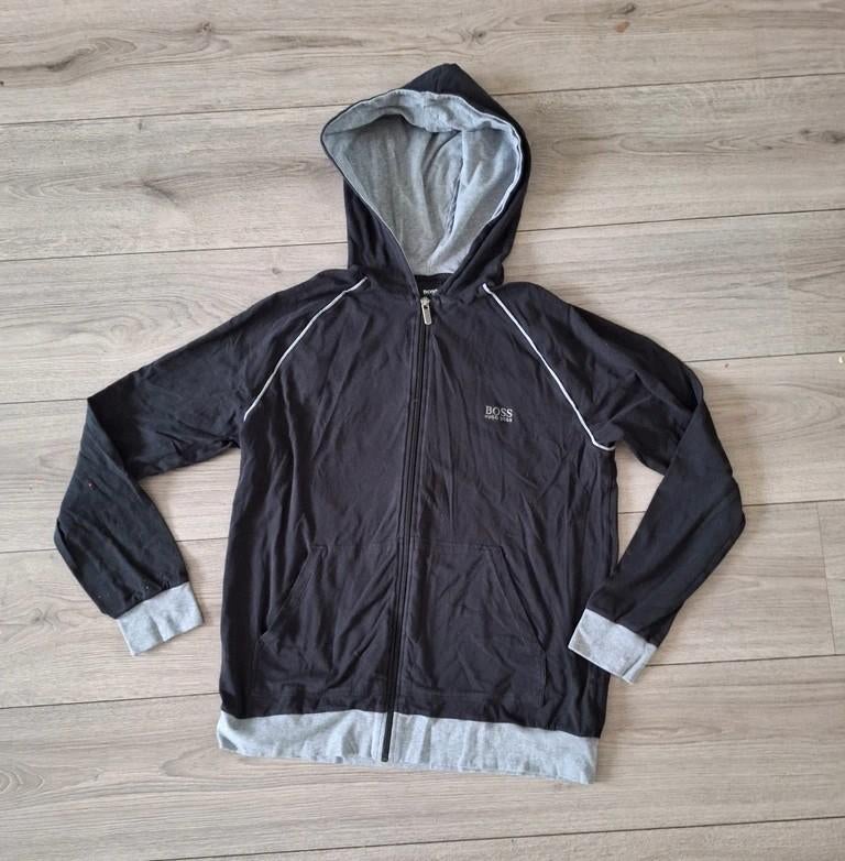 Hugo Boss heren vest zwart grijs M rits katoen, Maat 48/50 (M), Zwart, Ophalen of Verzenden, Zo goed als nieuw