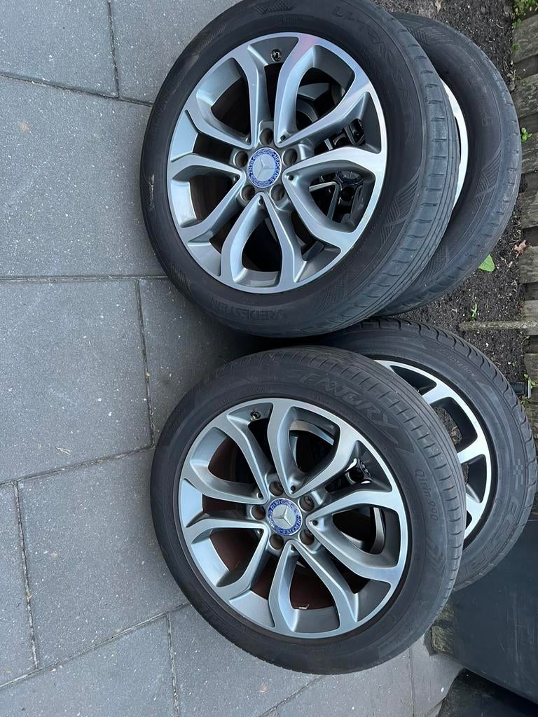 Tekoop origineel 17inch breed set Mercedes velgen + banden, 17 inch, Ophalen of Verzenden, Zomerbanden, 225 mm