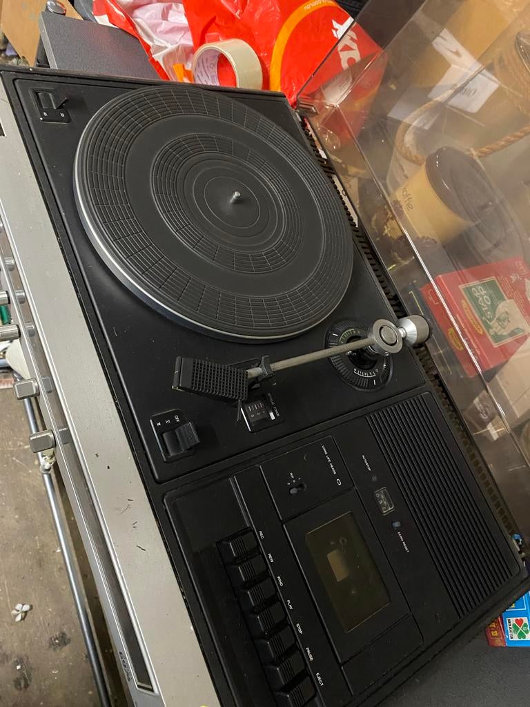 Aristona Platenspeler met Cassettedeck en Radio, Ophalen of Verzenden, Gebruikt, Platenspeler, Overige merken