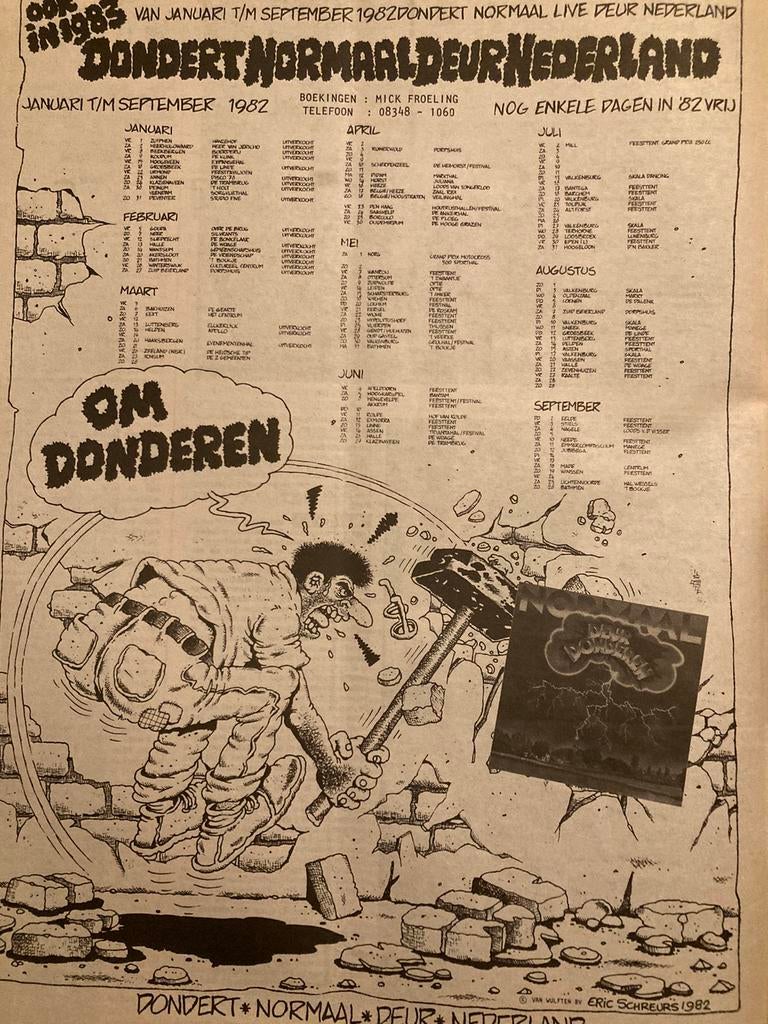 Paginagrote A3 advertentie NORMAAL Deurdonderen tour 1982, Cd's en Dvd's, Ophalen of Verzenden