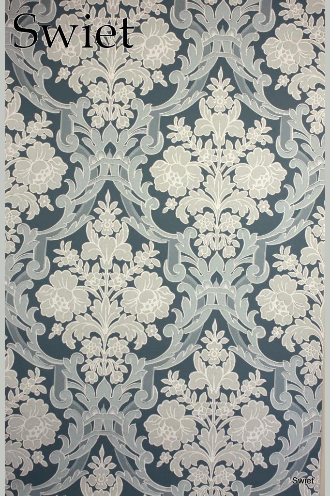 4982 Blauw barok vintage behang wow factor retro swiet, Ophalen of Verzenden, 50 tot 75 m², Wit