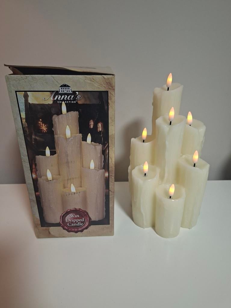 LED Kaarsen Set - Wax Dripped Candle - Anna's Collection, Huis en Inrichting, Woonaccessoires | Kandelaars en Kaarsen, Zo goed als nieuw
