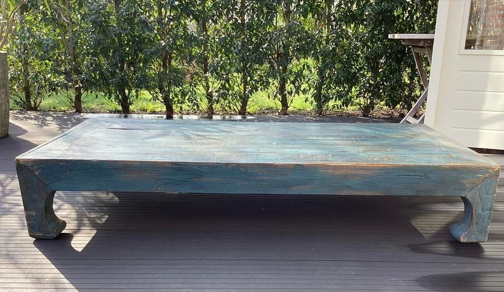 Unieke Antieke Chinese Salontafel - Turquoise, Antiek en Kunst, Antiek | Meubels | Tafels, Ophalen