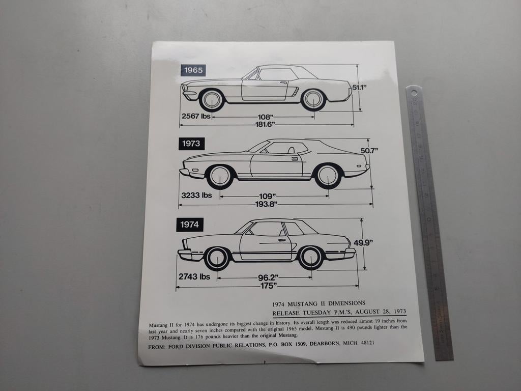 (291) Ford Mustang 1974 persfoto, Auto diversen, Handleidingen en Instructieboekjes, Ophalen of Verzenden