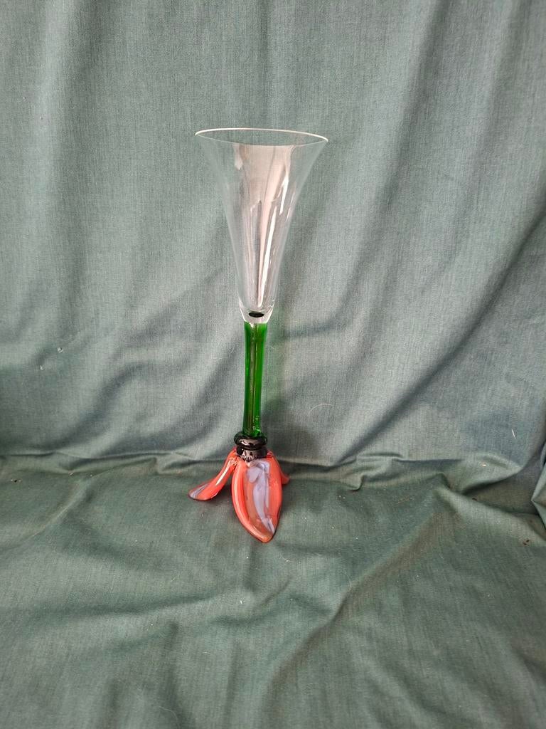 Glas met bloemvoet, Ophalen of Verzenden