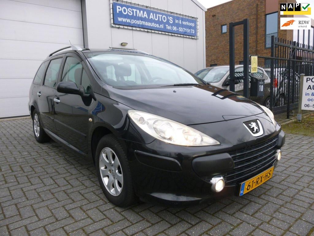 Peugeot 307 SW 1.6-16V, airco, trekhaak., Gebruikt, 4 cilinders, 715 kg, Zwart