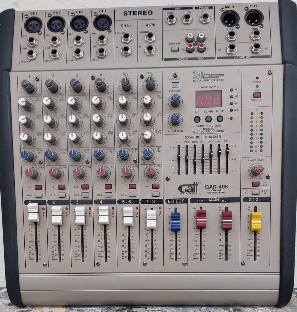 Power Mixer Gatt 8 channel 256 DSP multi effects ., Muziek en Instrumenten, Ophalen, Zo goed als nieuw