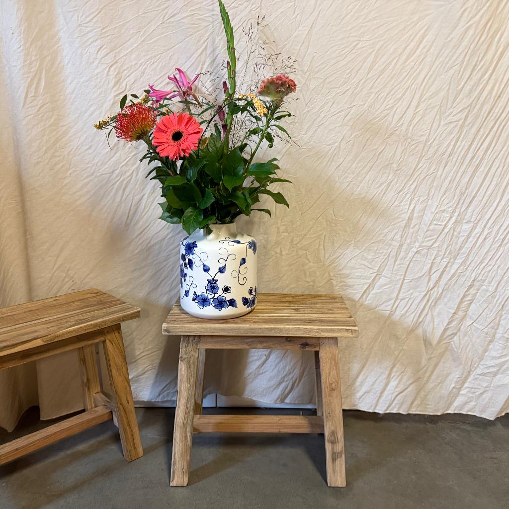 Robuust krukje - massief teak - TTM Wonen, Huis en Inrichting, Krukjes, TTM Wonen, Meubels – (Perzische) Tapijten en Woonaccessoires