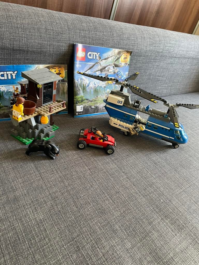 Lego politie helicopter set met een huisje, Compleet, Lego, Ophalen of Verzenden, Zo goed als nieuw