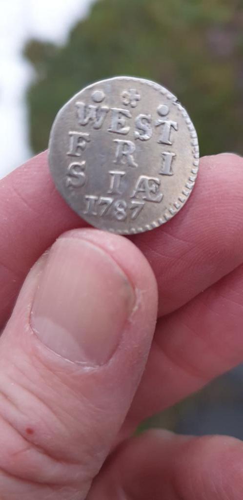 Bodemvondst SuperMooie Dubbele Wapenstuiver WestFryslan 1787, Vóór koninkrijk, Zilver, Losse munt, Overige waardes