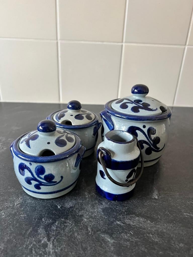 Vintage aardewerk kruidenpotjes set, Ophalen, Gebruikt