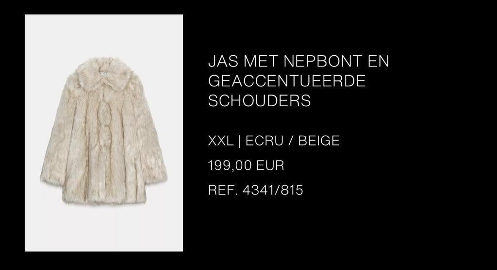 Zara faux fur bontjas mt XXL, Ophalen, Zo goed als nieuw, Maat 46/48 (XL) of groter, Wit