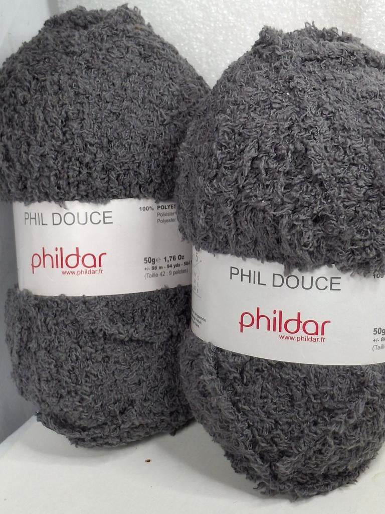 Phildar Phil Douce - 2 bollen antraciet, Ophalen of Verzenden, Nieuw, Breien of Haken, Wol of Garen