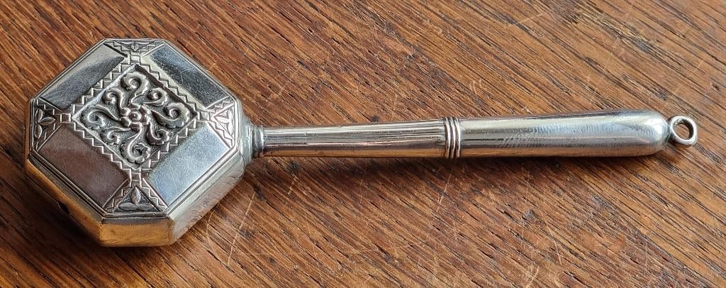 antiek/vintage Aert Deco zilverplate rammelaar, Antiek en Kunst, Antiek | Goud en Zilver, Verzenden