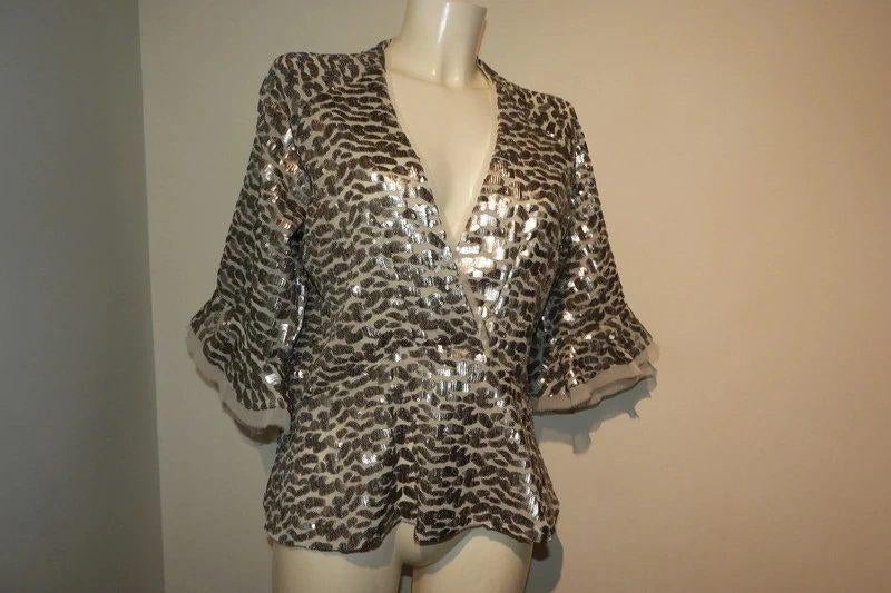 Iro feestelijke top lovertjes motief uitlopend deel mouw S, Overige kleuren, Ophalen of Verzenden, Korte mouw, Maat 36 (S)