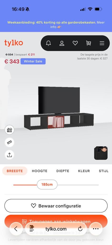 Tylko TV-meubel zwart NIEUW, Ophalen, 150 tot 200 cm, Nieuw, Minder dan 100 cm