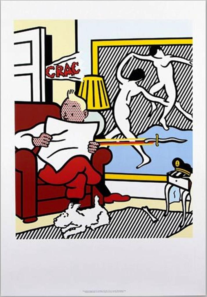 Roy Lichtenstein Orginele Expositie Affiche "Tintin Reading", Ophalen of Verzenden