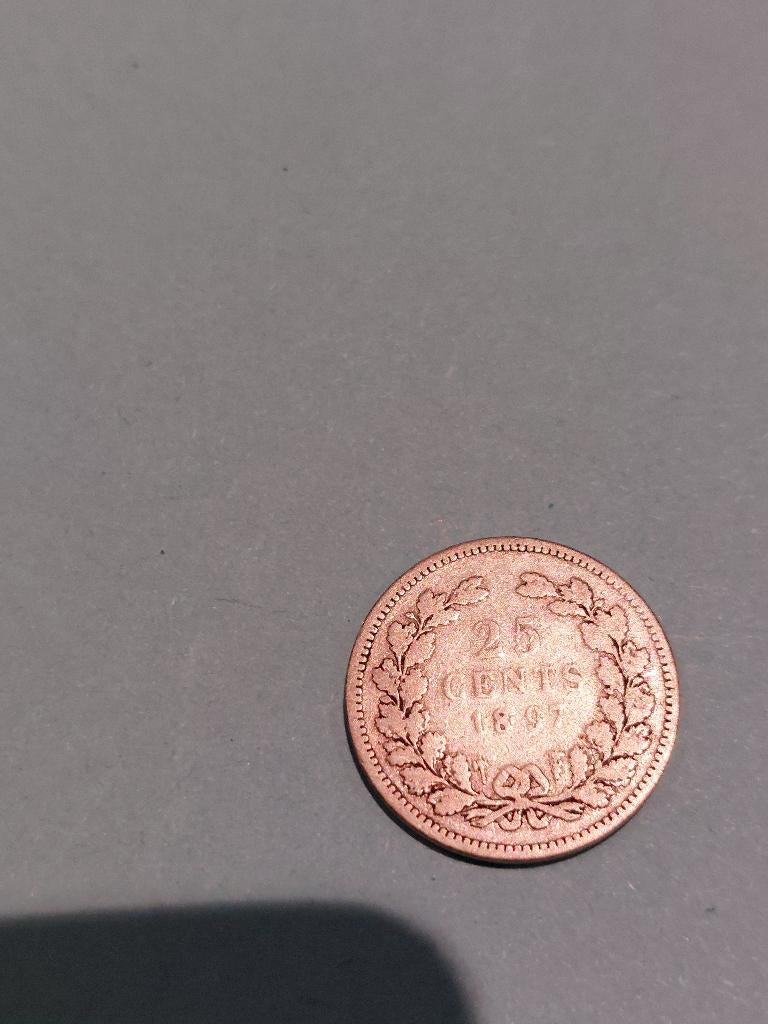 25 cent 1897, Ophalen of Verzenden, Koningin Wilhelmina, 25 cent, Zilver