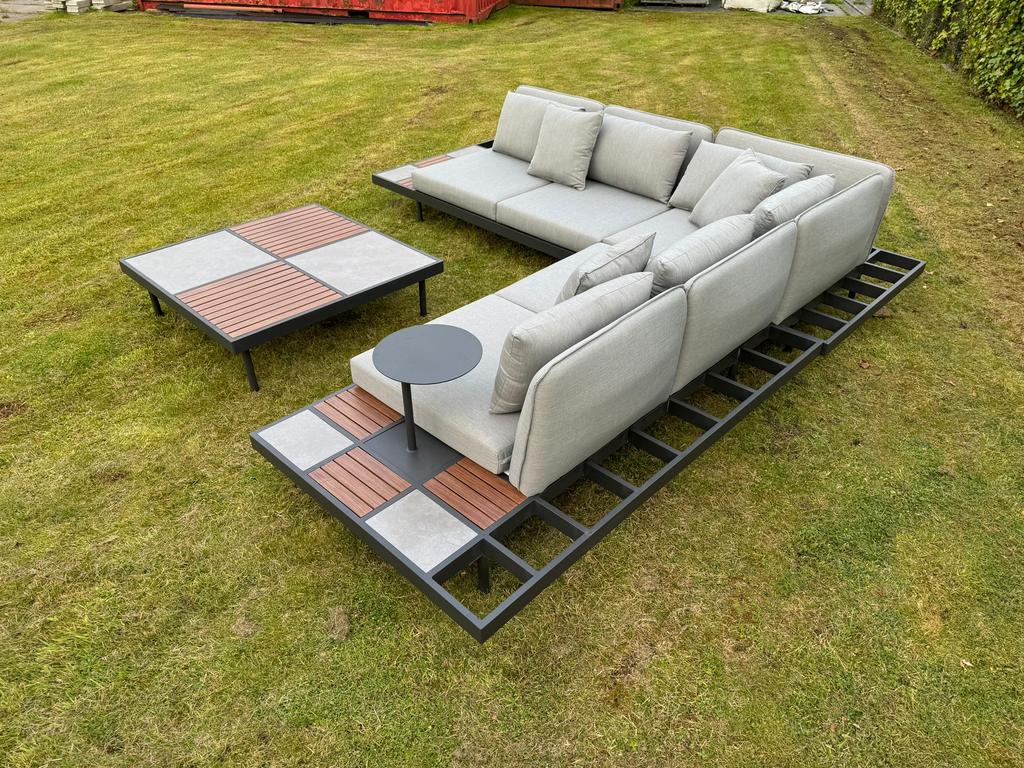 HOEKBANK TUINSET LOUNGEBANK ZITHOEK TUINMEUBELS, Ophalen of Verzenden, Nieuw, Aluminium