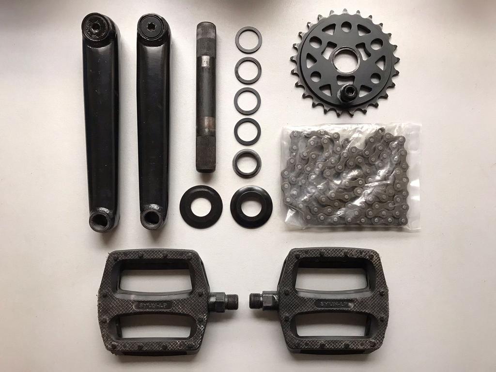 BMX cranks 48 spline pedalen tandwiel 25T ketting crossfiets, Fietsen en Brommers, Gebruikt, 20 tot 24 inch, Ophalen of Verzenden