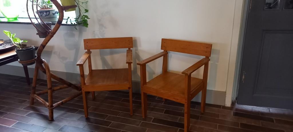 2 VINTAGE SCHOOLSTOELTJES, Ophalen, Gebruikt, Vintage, Minder dan 4 stoelen