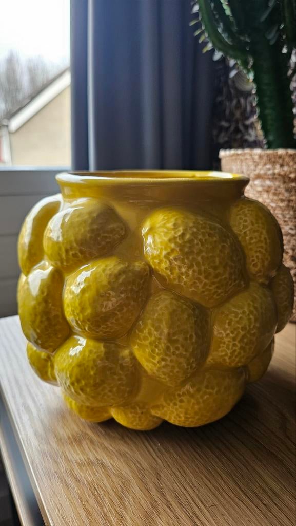 Citroenvaas, Ophalen, Gebruikt, Geel, Aardewerk of Porselein