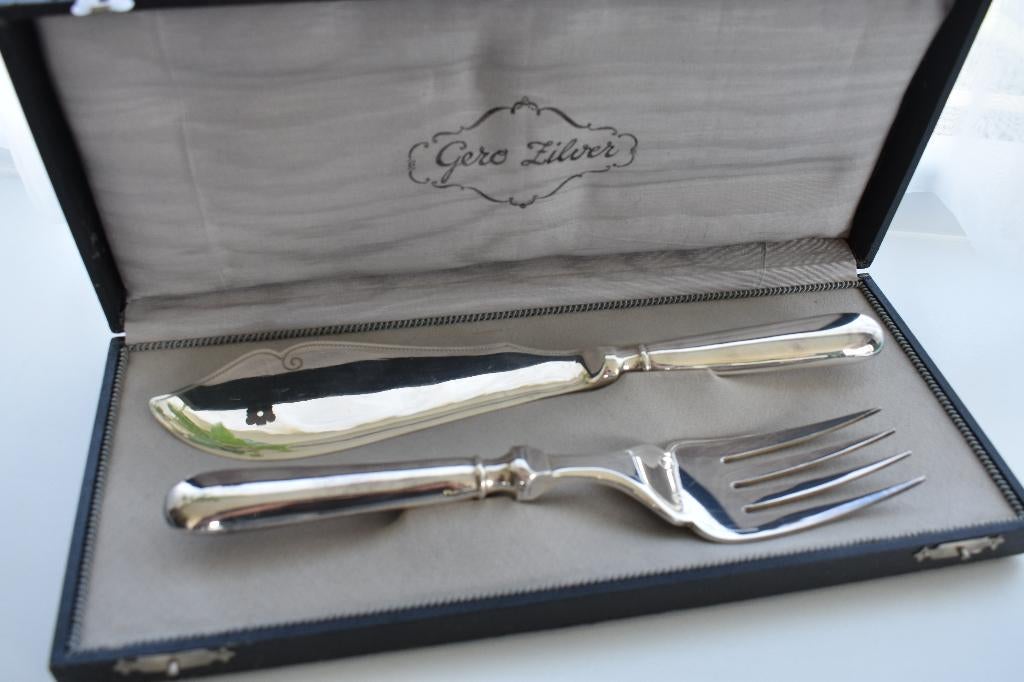 Gero 90 Hollands Glad Haags Lof vis opdien couvert cassette, Antiek en Kunst, Antiek | Keukenbenodigdheden, Ophalen of Verzenden