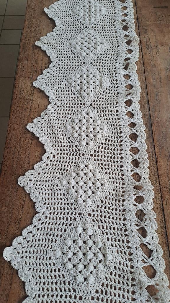 hand gemaakte gehaakte gordijnen/stroken, Gebruikt, Wit, Minder dan 100 cm, Landelijke stijl