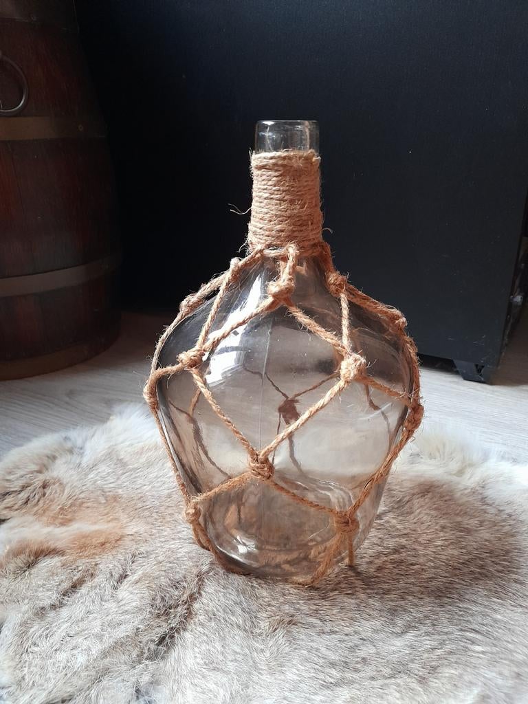 Landelijke plantenvaas met halsnek t.e.a.b, Overige kleuren, Ophalen of Verzenden, Minder dan 50 cm, Glas