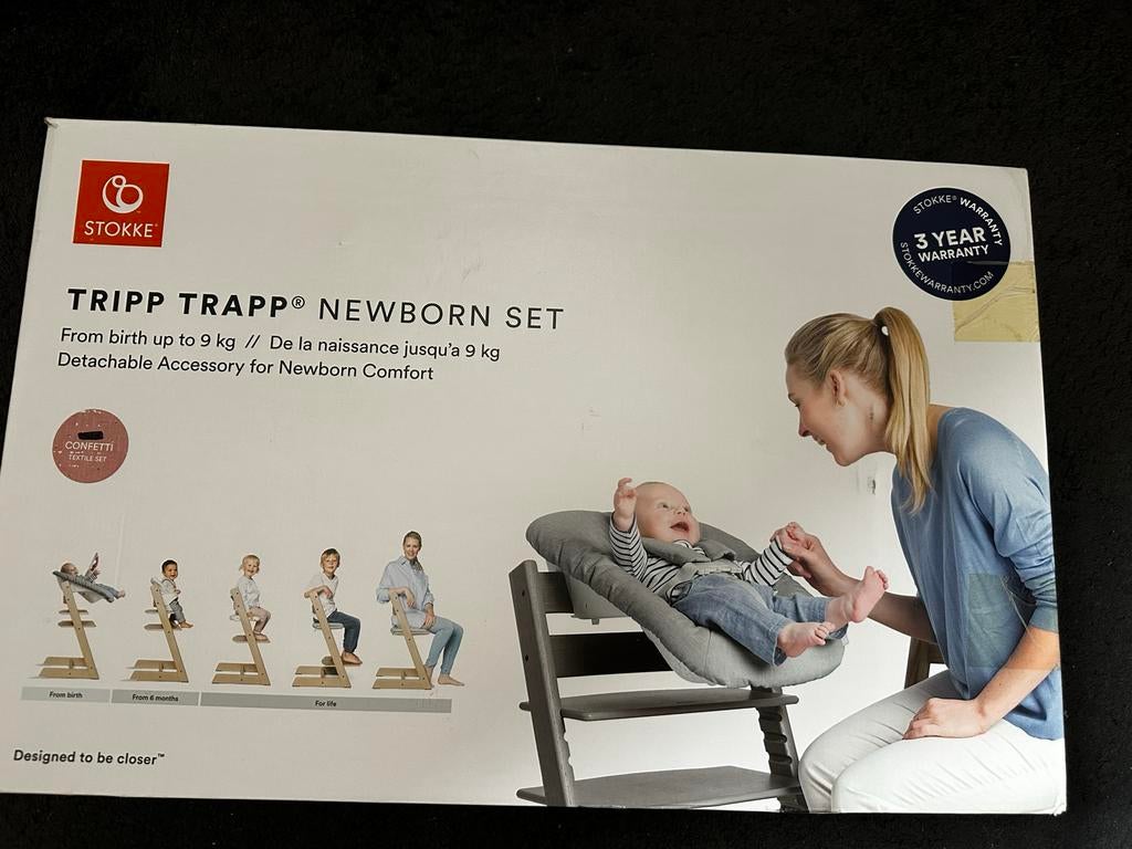 Stokke newborn set + speelboog en antislipstukken, Kinderen en Baby's, Kinderstoelen, Ophalen of Verzenden, Zo goed als nieuw