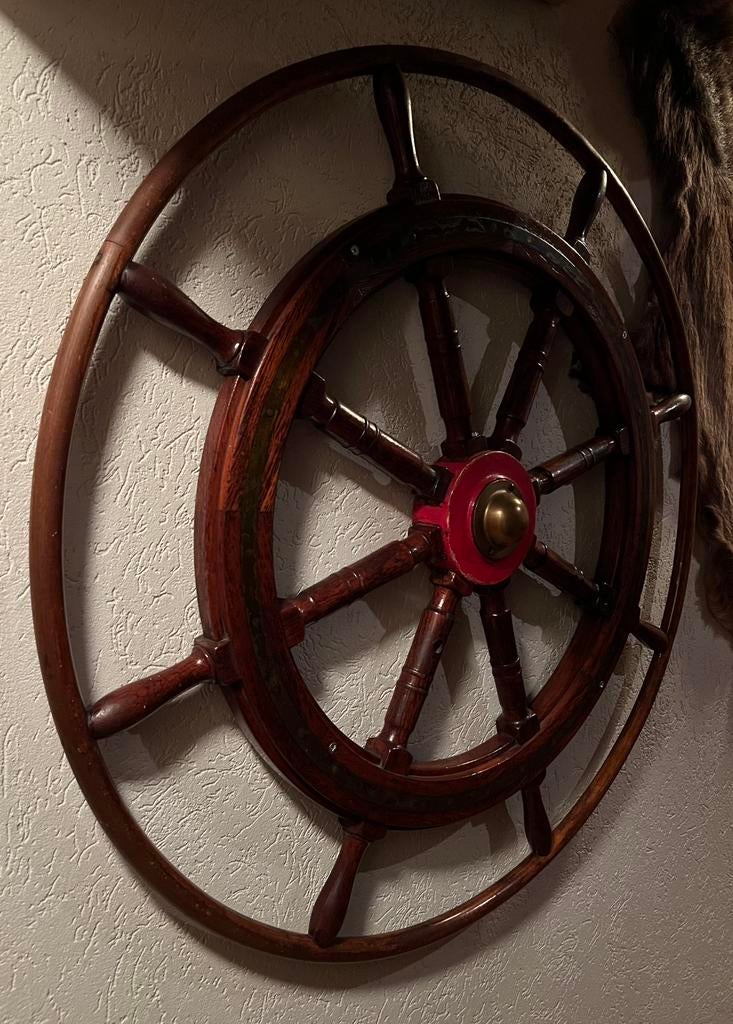 Gigantisch groot en mooi Uniek SCHEEPSSTUURWIEL ROER 124 cm, Ophalen
