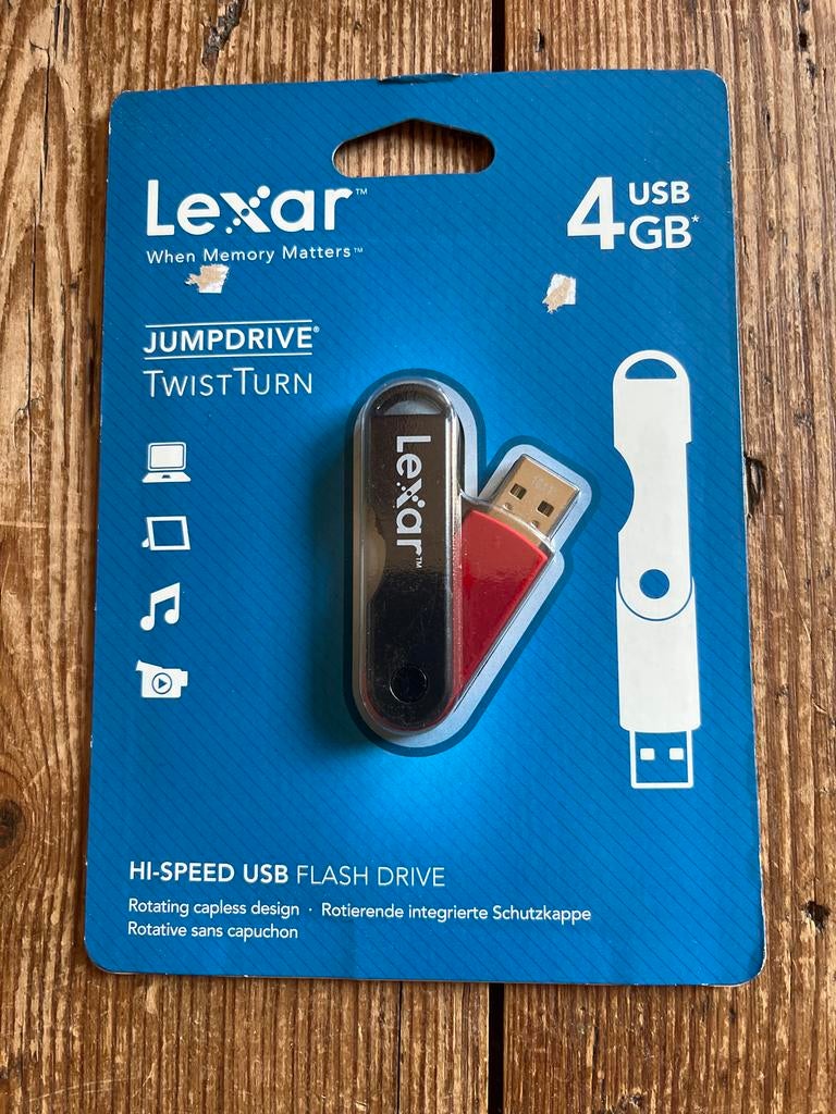 Lexar JumpDrive TwistTurn 4GB USB Flash Drive, Computers en Software, USB Sticks, Ophalen of Verzenden, Nieuw, 4 GB