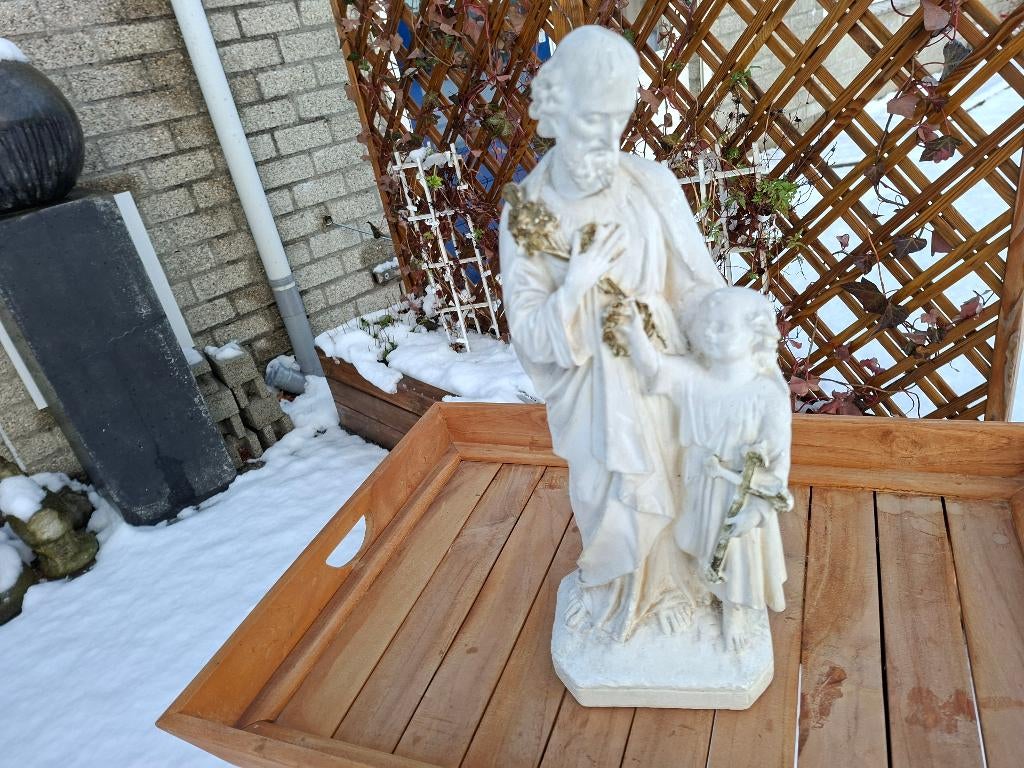 antiek heiligen beeld Jozef met jezus, Antiek en Kunst, Antiek | Religie, Ophalen of Verzenden