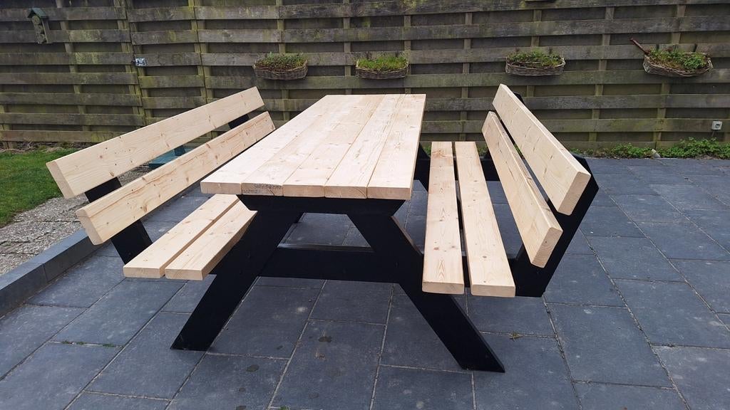 Robuuste Picknicktafel, Tuin en Terras, Picknicktafels, Gebruikt, Rechthoekig, Hout, Ophalen