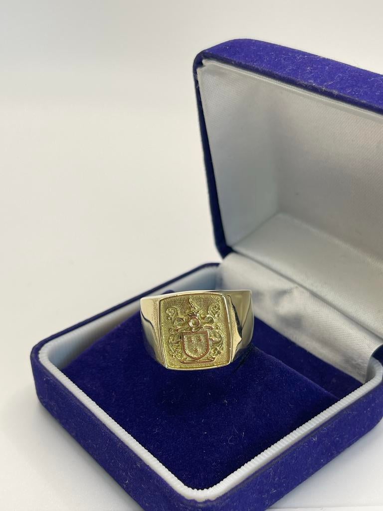 Exclusieve Vintage 18K Gouden Zegelring 16,20g Maat 20.5, 20 of groter, Heer, Ophalen of Verzenden, Zo goed als nieuw