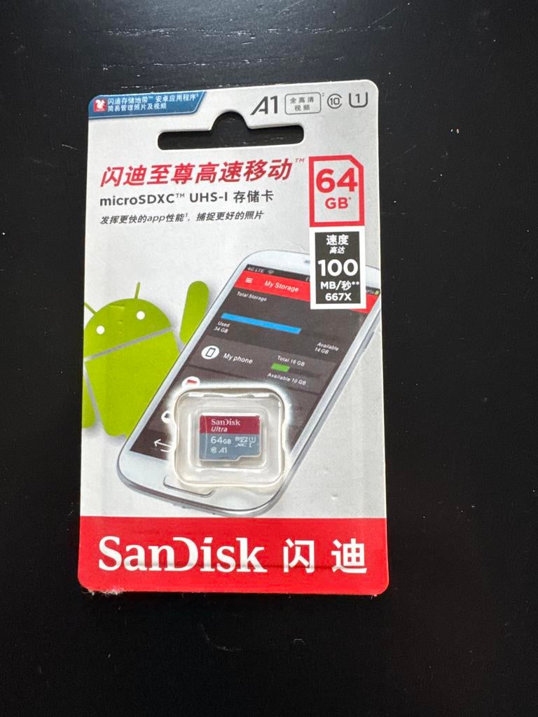 SanDisk Ultra microSDXC UHS-I Geheugenkaart 64GB, Audio, Tv en Foto, Fotografie | Geheugenkaarten, Nieuw, Ophalen of Verzenden