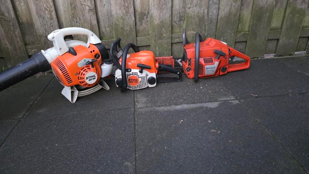 Partij stihl kettingzaag bladblazer husqvarna, Tuin en Terras, Ophalen, Benzine