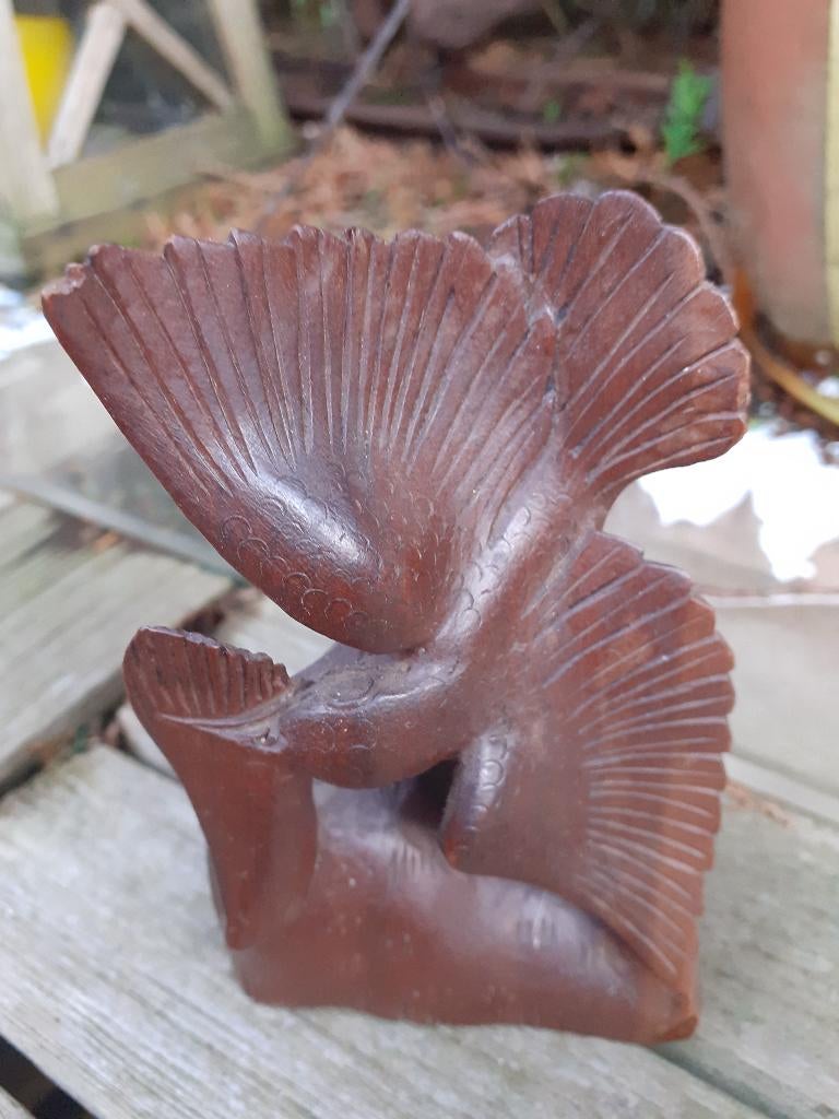 Antiek Hardhouten Beeldje "Vogel"', goed gesneden, Ophalen of Verzenden