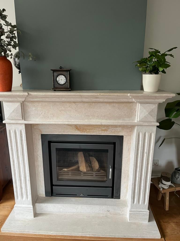 Barbas Unilux 65 Inbouwhaard met natuurstenen Schouw, Huis en Inrichting, Ophalen, Gebruikt, Inbouwhaard, Houthaard