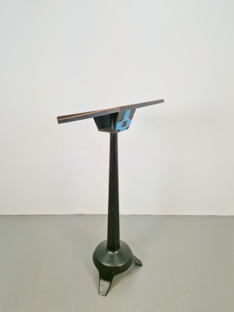 Vintage Boekenstandaard lessenaar koper leer 1950 uniek, Huis en Inrichting, Woonaccessoires | Wandplanken en Boekenplanken, N