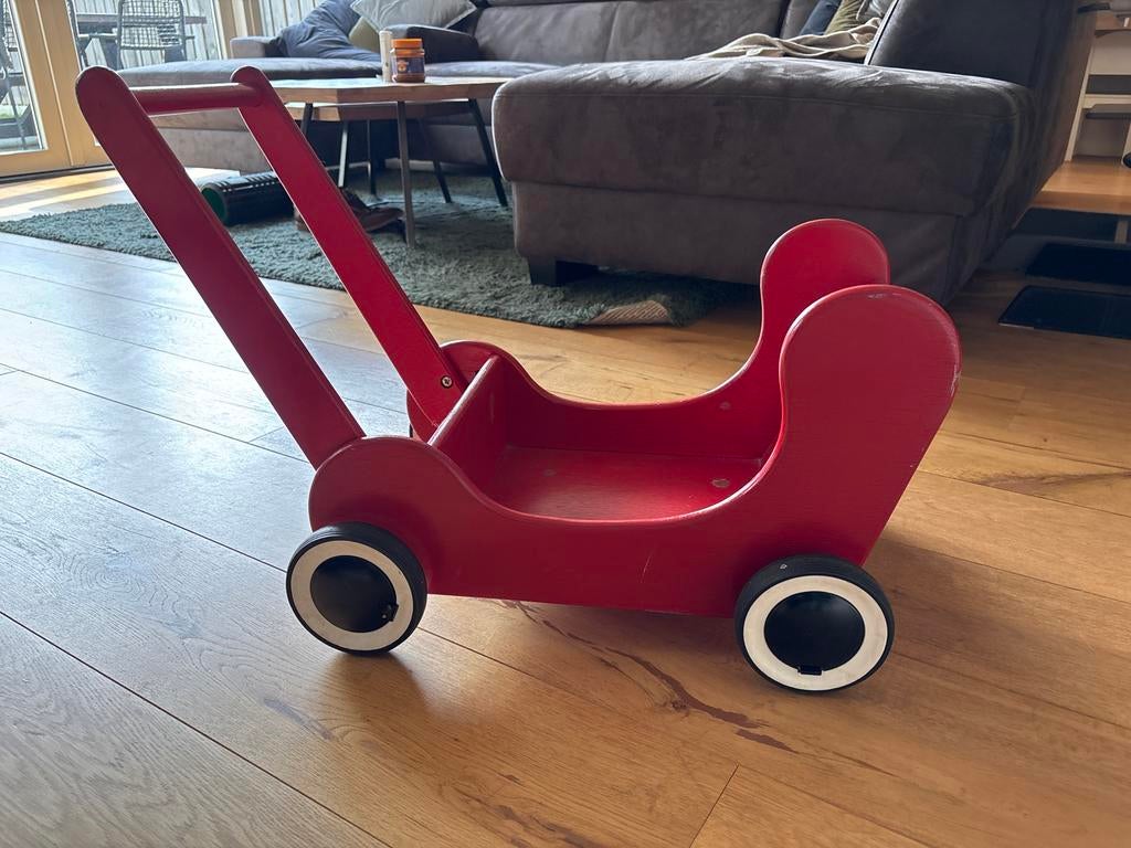 Rood houten loopwagentje - Gebruikt maar rijdt nog prima, Ophalen, Gebruikt, Overige typen, Met wieltjes